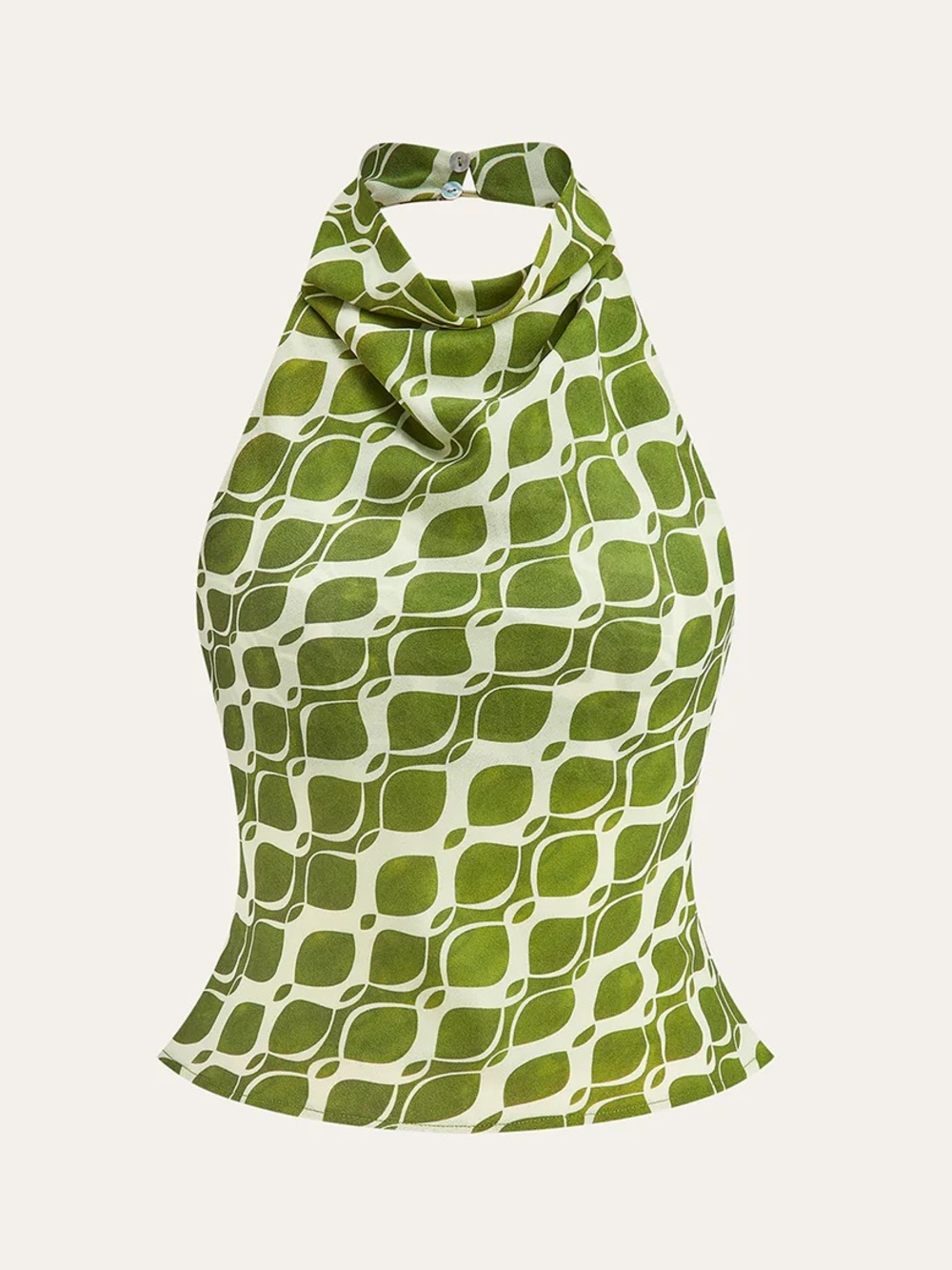 Semi-Sheer Printed Halter Neck Top